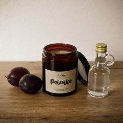 Sójová svíčka Pálenka v hnědém skle 180 ml