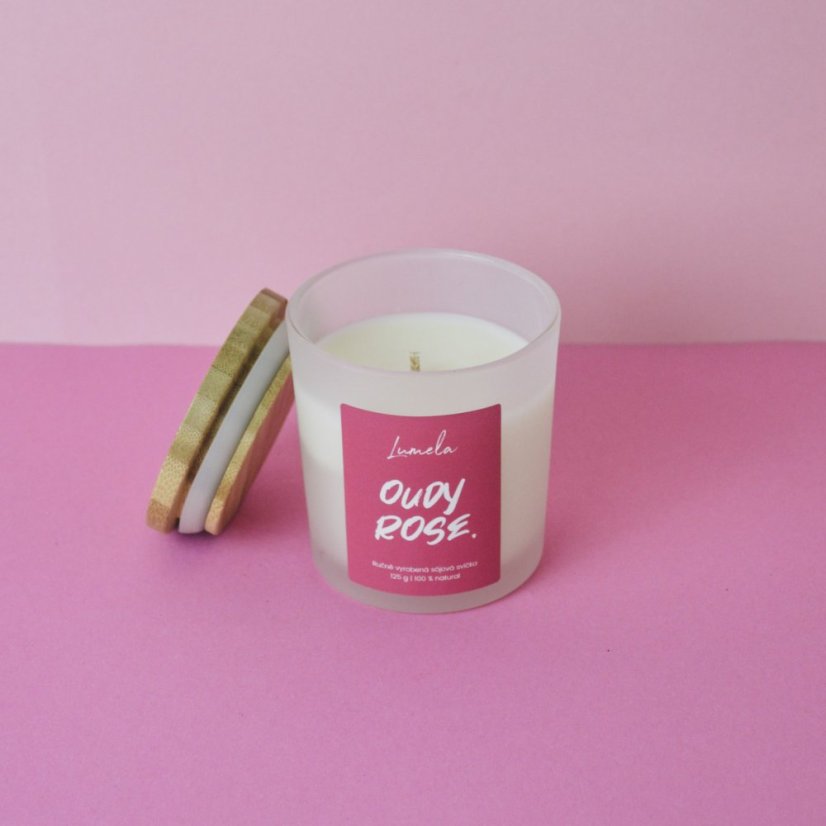 Sójová svíčka Oudy Rose 180 ml - Gravírování na víčko: Ano - Text napište do poznámky objednávky