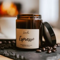 Sójová svíčka Espresso v hnědém skle 180 ml
