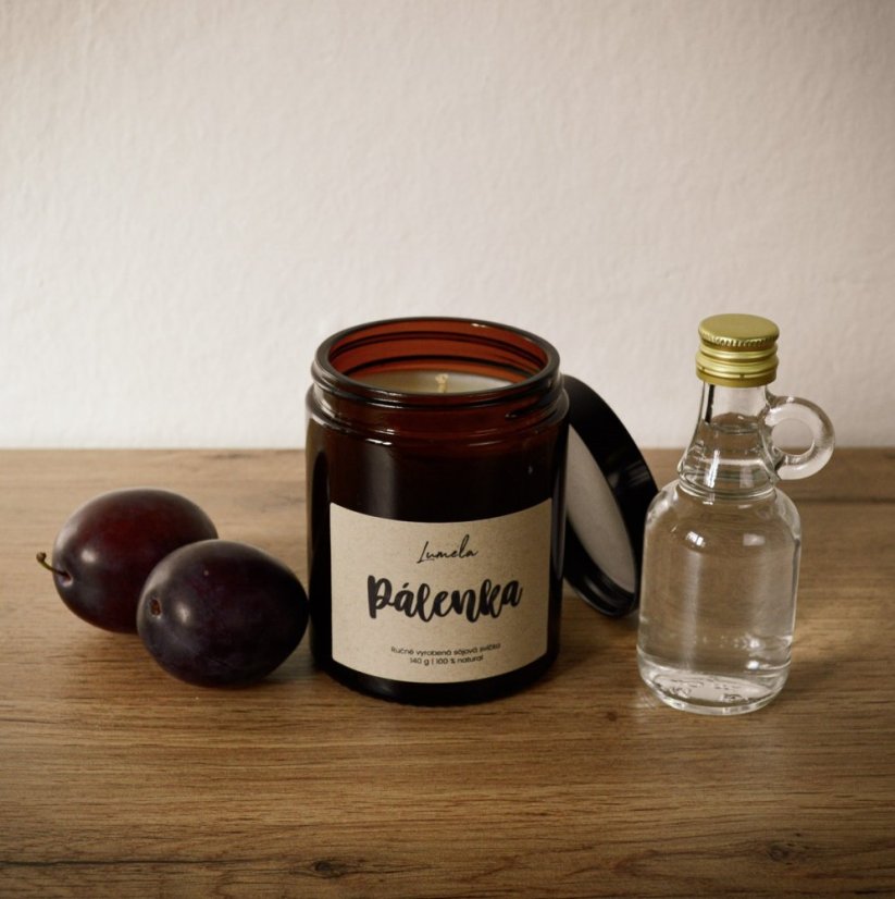 Sójová svíčka Pálenka v hnědém skle 180 ml